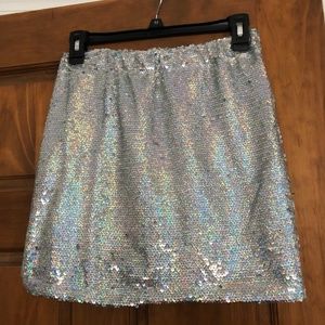 Silver Sparkly Mini Skirt